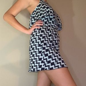 Blue and black patterned dress